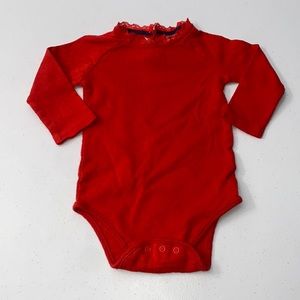 OshKosh Baby Girl Red Long Sleeve Onesie Size 12 Months